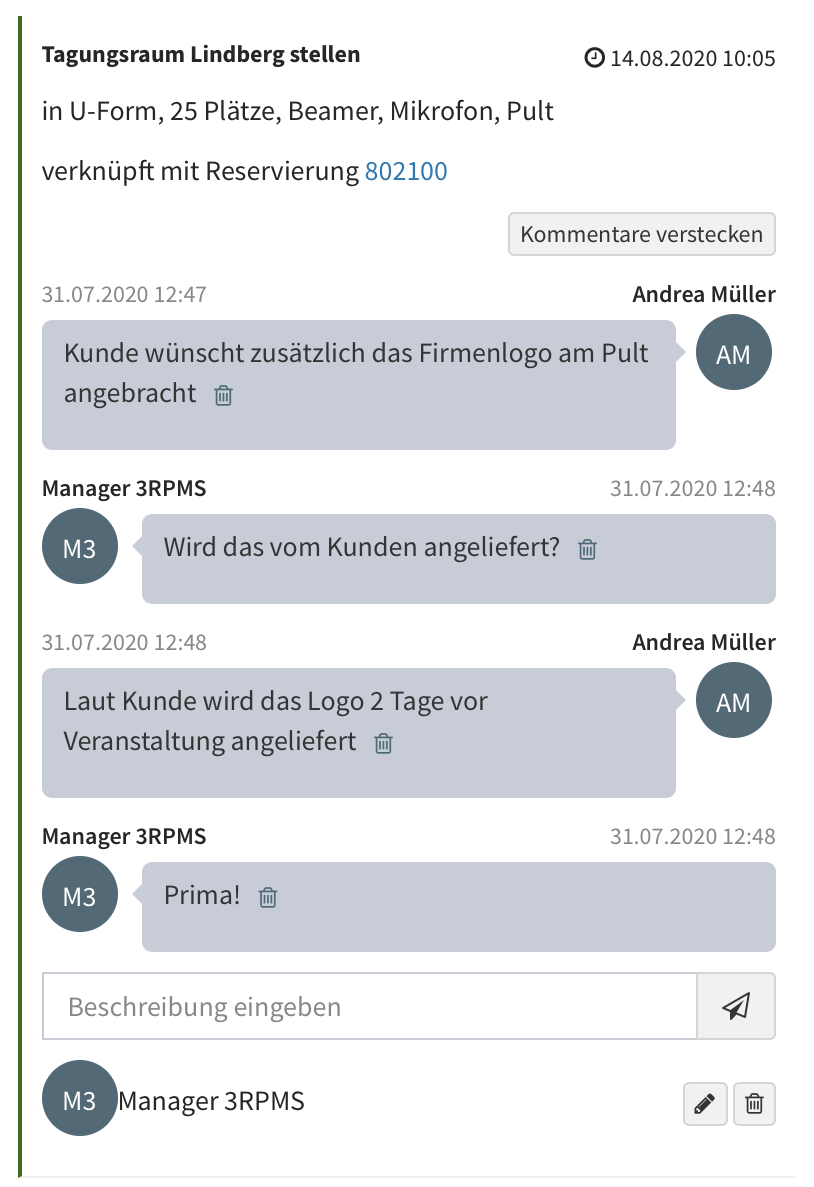 Organiser screenshot